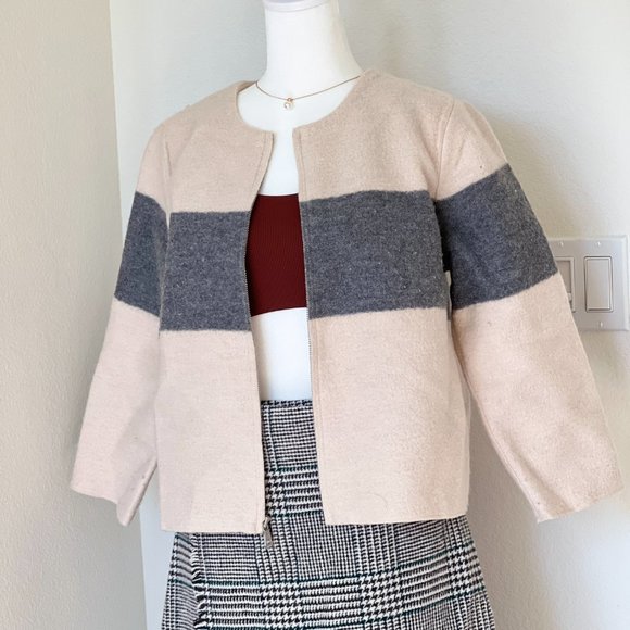 Ann Taylor Stripe boiled Wool Jacket Thin Size Small - Picture 6 of 8